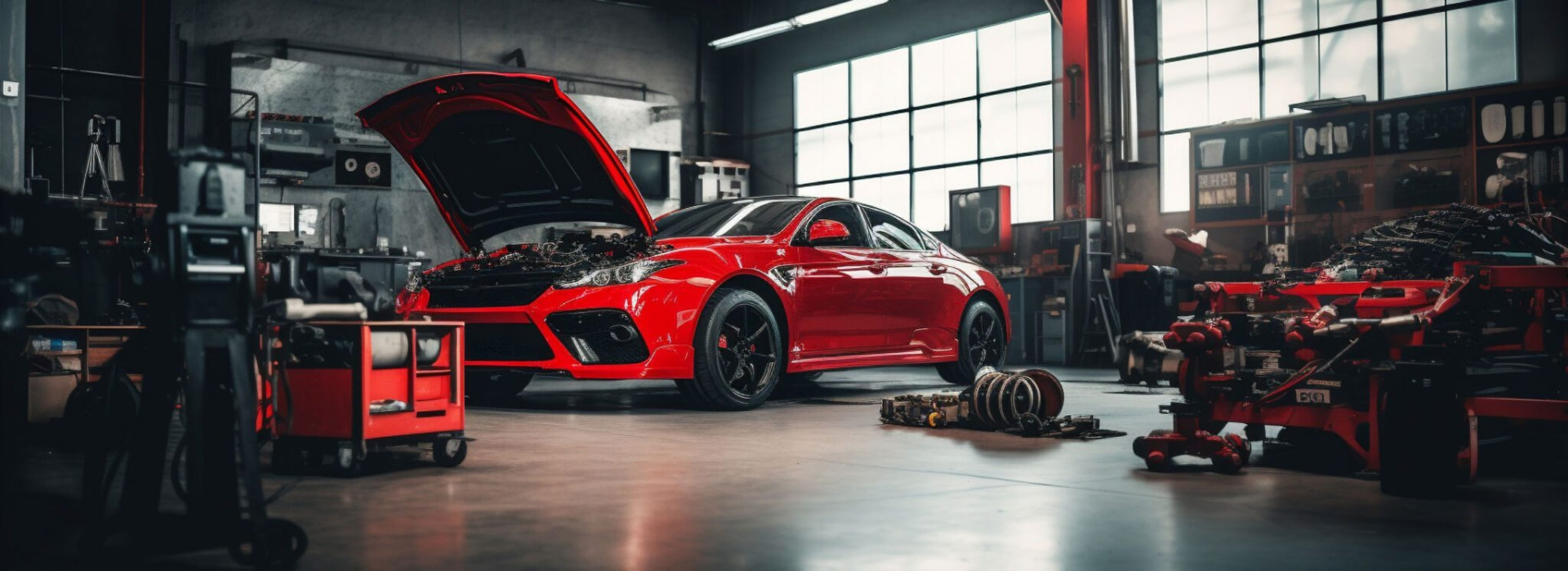 PRO AGC service bay with a car being worked on